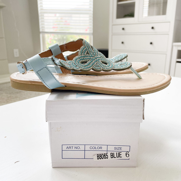 Steven Ella Blue Embellished Sandals B8065 - Picture 7 of 7